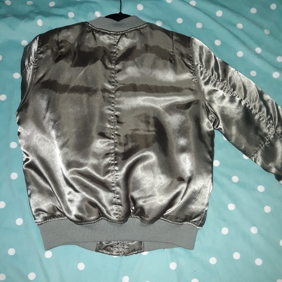 Forever 21 Satin Green Bomber Jacket - Picture 2 of 4